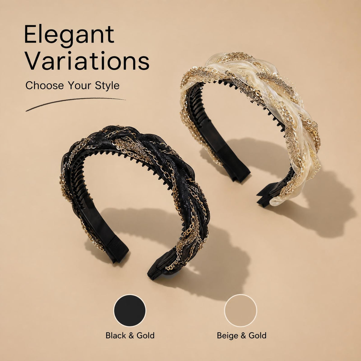 Luxe Rhinestone Braided Headband, Non-Slip Toothed Hair Band for Fine Flat Hair
